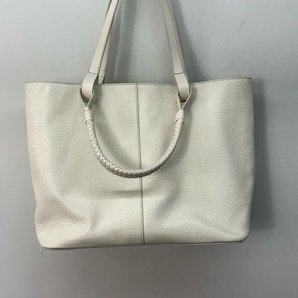 Vince Camuto Leather Creamy White Slone Tote Bag Purse